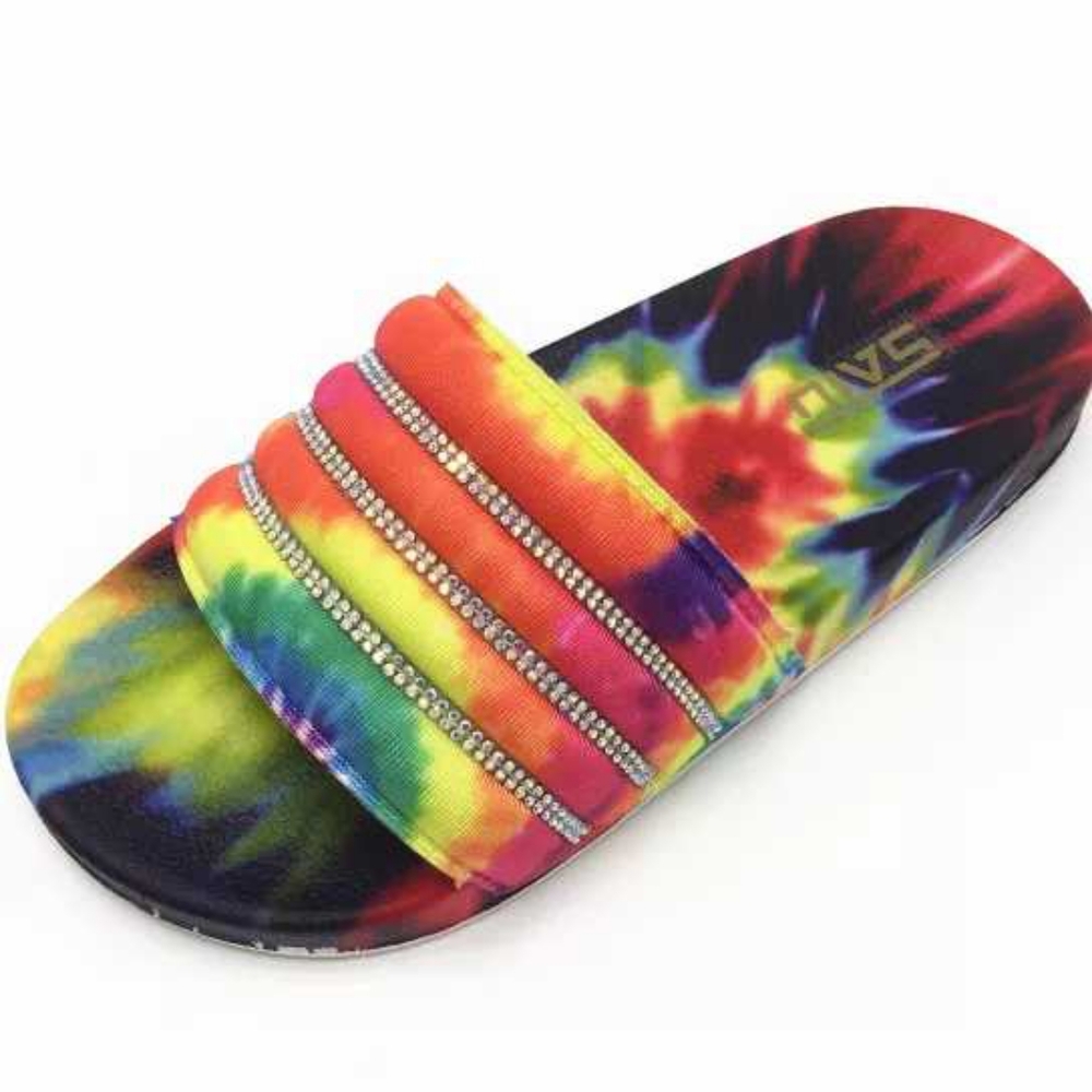 💥Women Rainbow Rhinestones  Flat Heel Slippers 💥